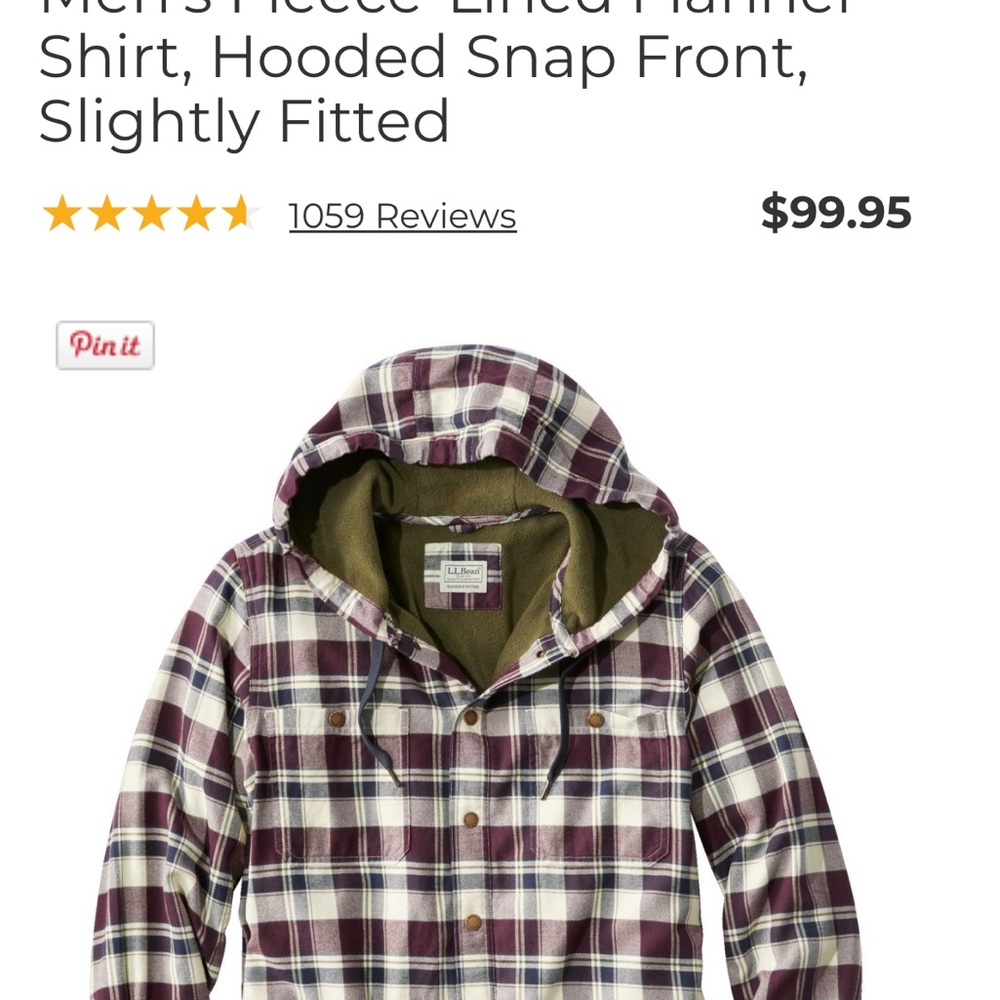 L.L. Bean Maroon and Navy Plaid Shirt